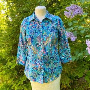 Paisley Cotton Top able to Roll up sleeve